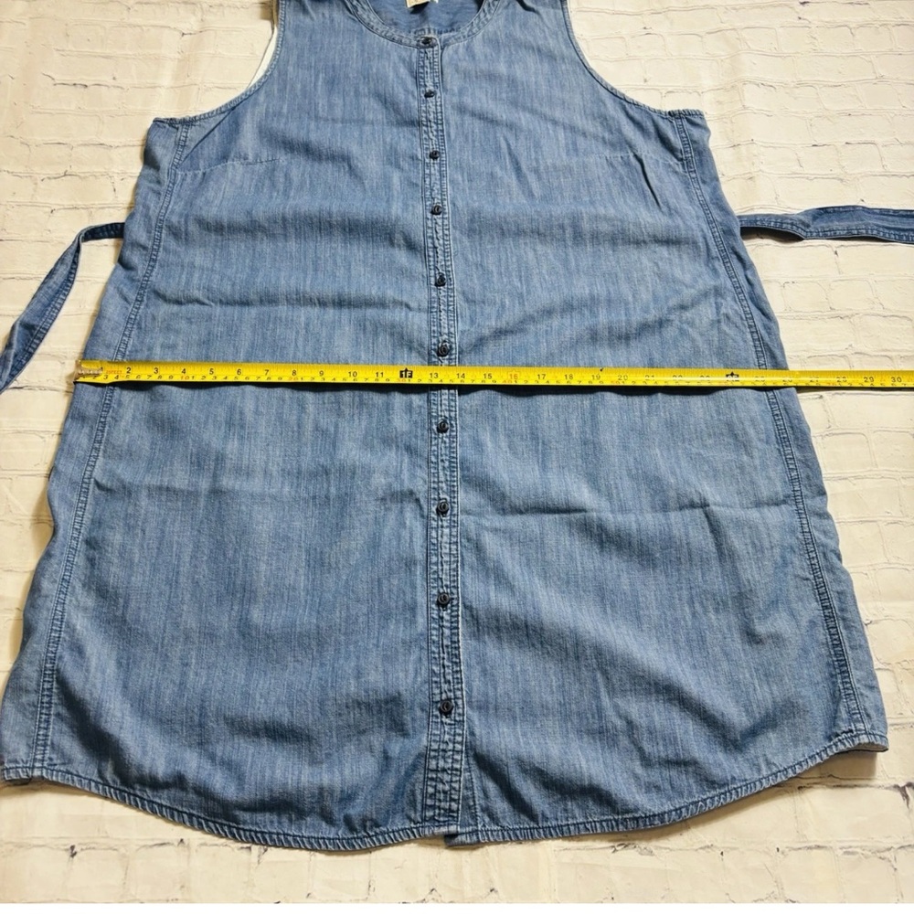 J. Crew 2X Shirt Dress Chambray Blue Tie Waist Belted Button Front Crew Neck - Picture 11 of 12